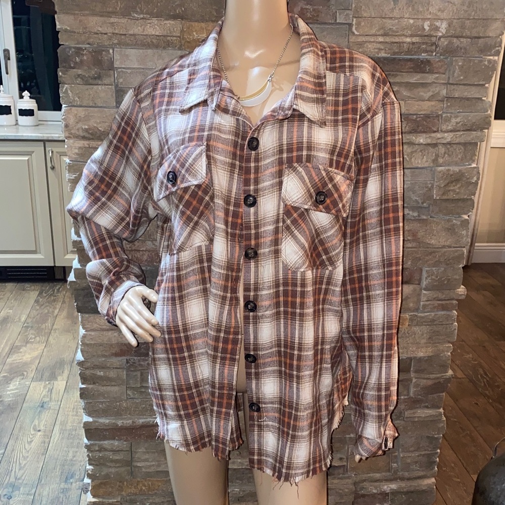 Democracy Plaid Button-Up Shirt -XL